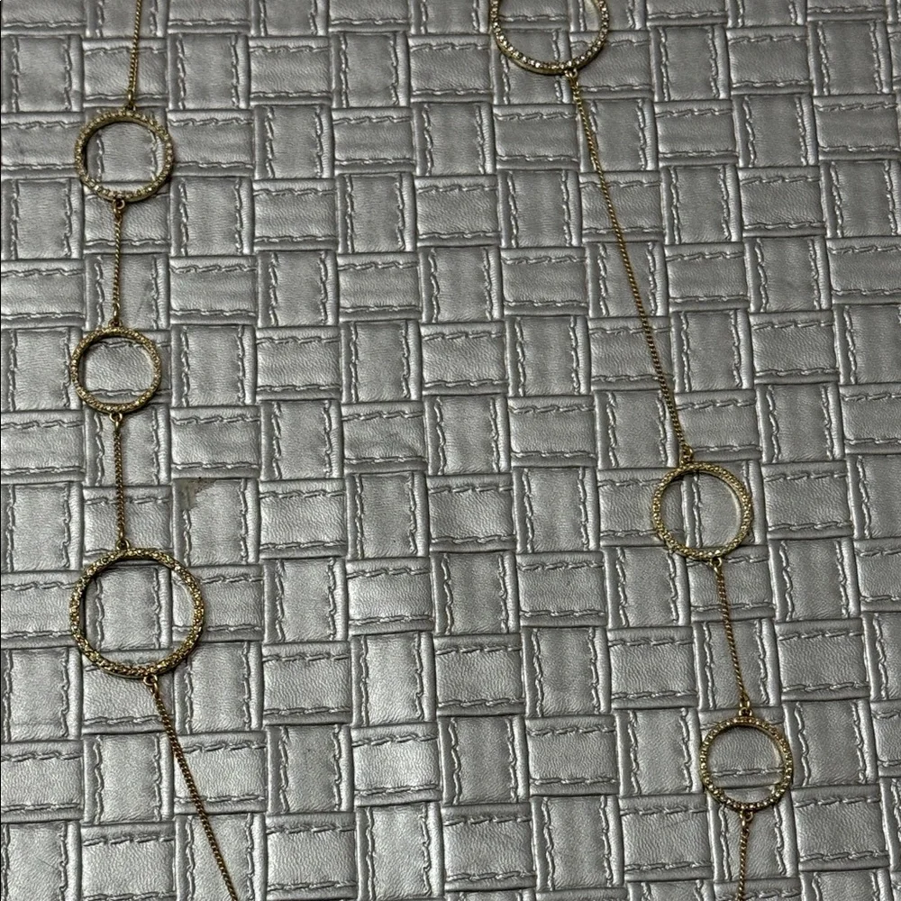 LOFT Gold-Tone CZ Circle Station Long Necklace
